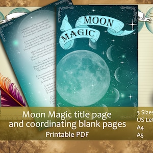 Libro Mágico de las Sombras de la Luna: Portada encantadora con poesía, páginas rayadas y sin rayar / Tamaños A4, Carta (EE. UU.) y A5