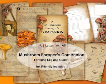 A Mushroom Forager’s Companion –  Printable Field Guide | Foraging Journal | Botanical Mushrooms | A5, Half & US Letter