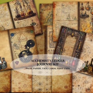 Alchemist&#39;s Ledger Junk Journal Kit: Vintage Alchemy Theme (PDF)