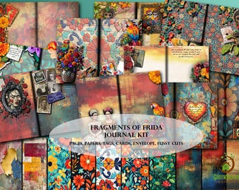 Fragments of Frida Printable Junk Journal Kit | Frida Kahlo-Inspired Art Journal | Vintage Boho Aesthetic | Digital Download