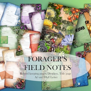 Notas de Campo do Forager para Imprimir | Páginas + Divisores do Diário da Natureza Pagã | Download Digital | A5 + Meia Carta | Papelaria Earthy Witchcraft