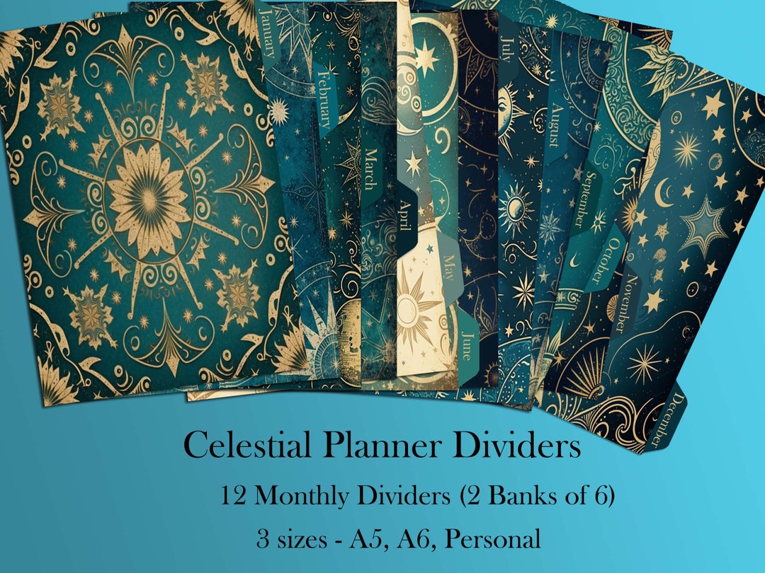 Printable Planner Dividers – Blue Celestial Collection (personal, A5 ...