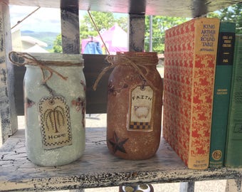 Faith - Prim Berry & Barn Star Mason Jar