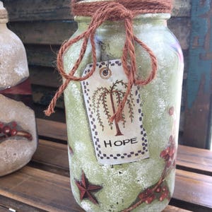 Hope - Prim Berry & Barn Star Mason Jar