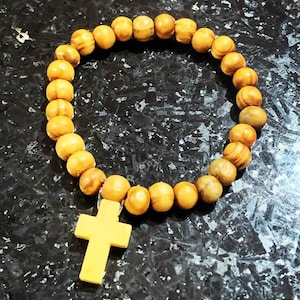 Wooden Cross Bracelet