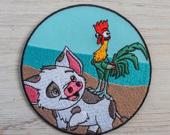 Pua and Hei Hei Inspired Patch | Iron on Patches | Moana | Dreamy Duos