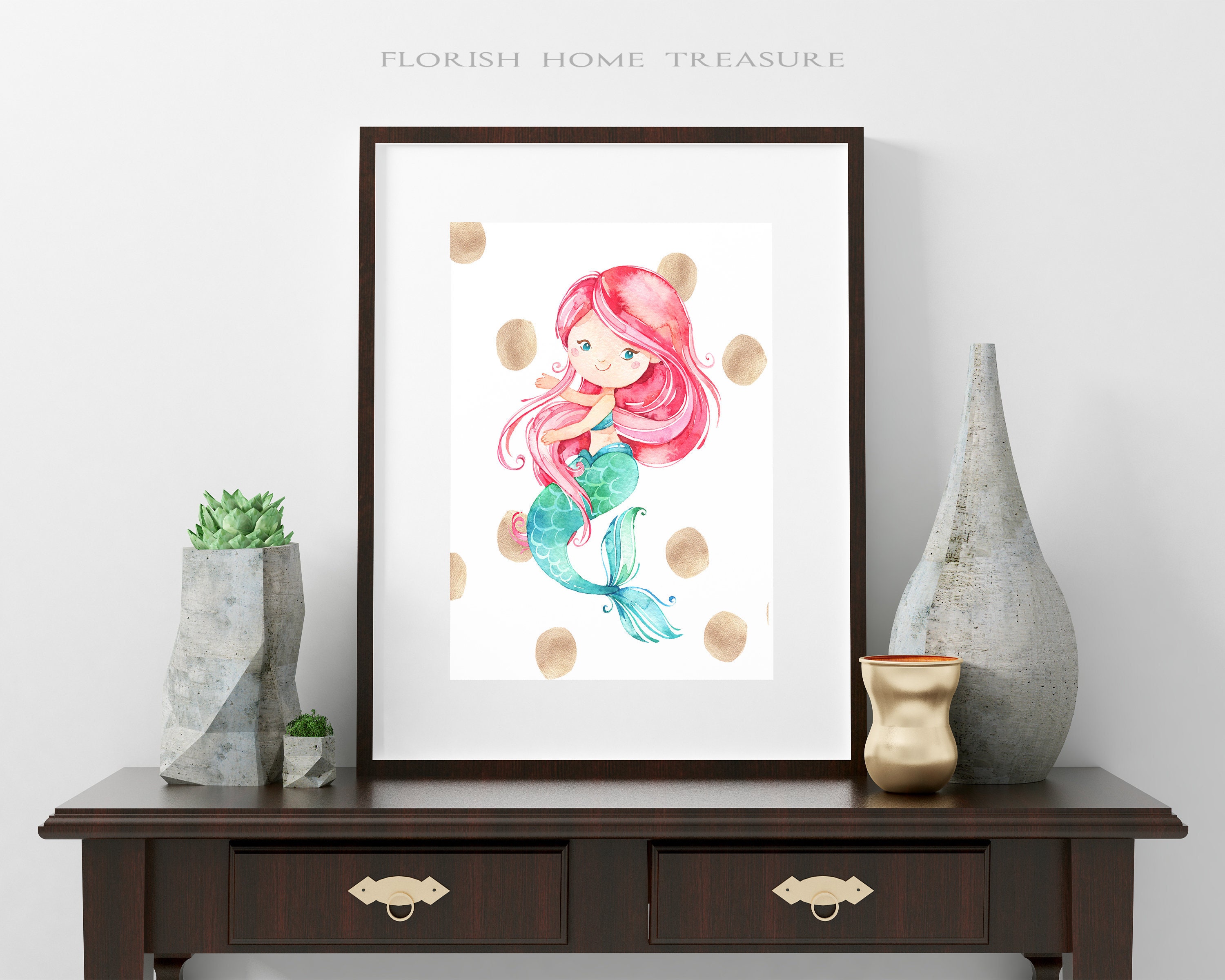 Mermaid Print Mermaid Printable Bedroom Decor Bathroom Print Nursery Baby Shower Bedroom Wall Art Little Mermaid Art Party Birthday Theme