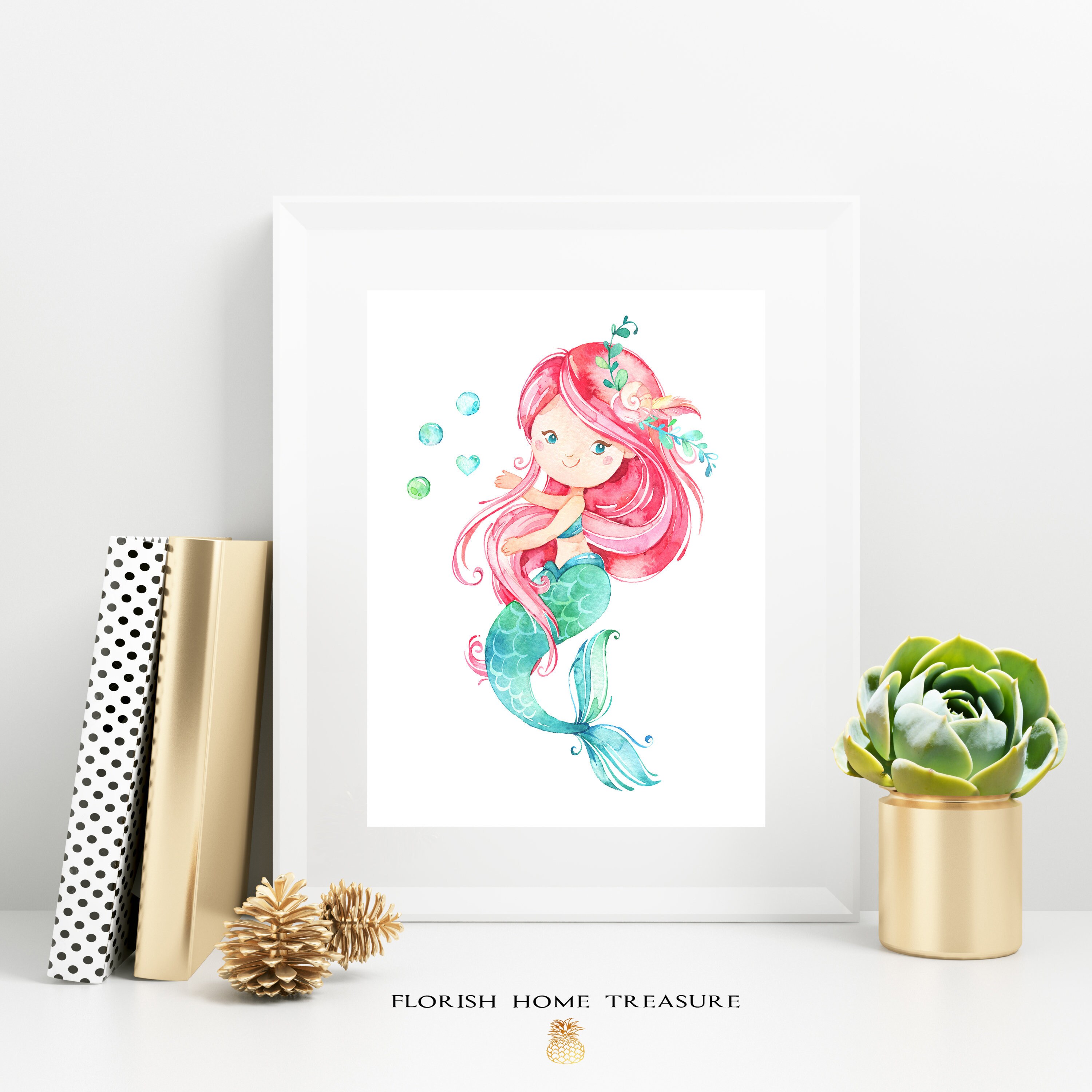 Mermaid Print Mermaid Printable Bedroom Decor Bathroom Print Nursery Baby Shower Bedroom Wall Art Little Mermaid Art Party Birthday Theme