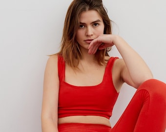 Red cotton top for yoga/ Cotton top/ Cotton bralette/ Red sport top for dance/ Red cotton top/ Cotton top for everyday