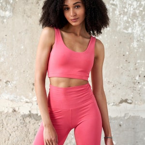 Coral cotton yoga top/ Berbie yoga top/ Crop top for yoga/ Cotton Yoga bra/ Sport top/ Sport bra/ Cotton sport bralette/ Barbie sport top