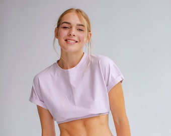 Lilac cotton crop top/ Women's cotton crop-top/ Cotton top/ Cotton yoga top/ Cotton sport crop top/ Lilac sport crop top for women