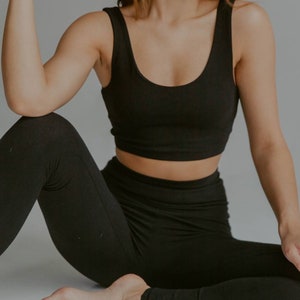 Yoga und Fitness-Set aus Baumwolle, Leggings und Crop Top, Sportbekleidung aus Baumwolle, Yoga-Set aus Naturstoff, Sportbekleidung/Bio-Stoff Bild 7