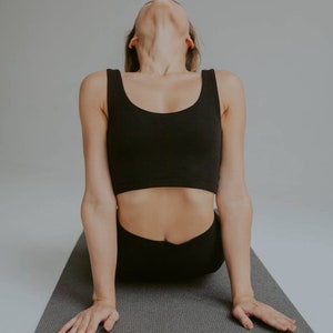 Yoga und Fitness-Set aus Baumwolle, Leggings und Crop Top, Sportbekleidung aus Baumwolle, Yoga-Set aus Naturstoff, Sportbekleidung/Bio-Stoff Bild 3