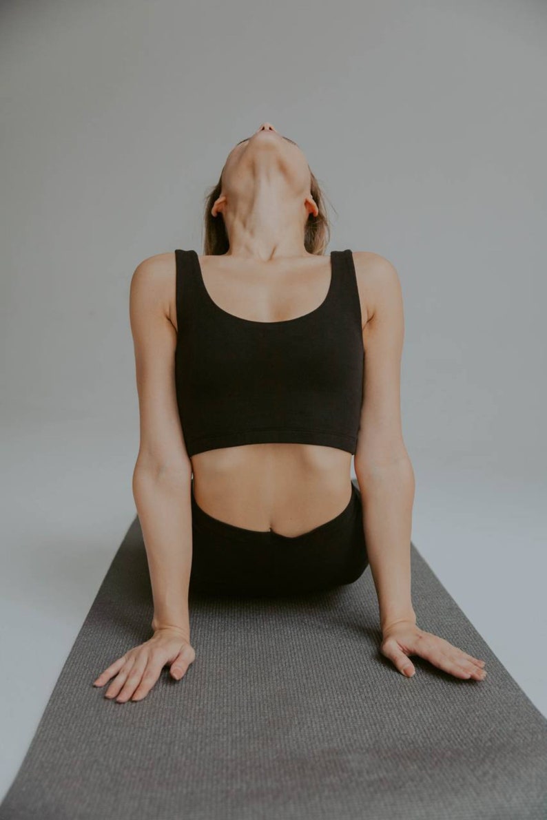 Yoga und Fitness-Set aus Baumwolle, Leggings und Crop Top, Sportbekleidung aus Baumwolle, Yoga-Set aus Naturstoff, Sportbekleidung/Bio-Stoff Bild 3