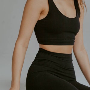 Yoga und Fitness-Set aus Baumwolle, Leggings und Crop Top, Sportbekleidung aus Baumwolle, Yoga-Set aus Naturstoff, Sportbekleidung/Bio-Stoff Bild 8