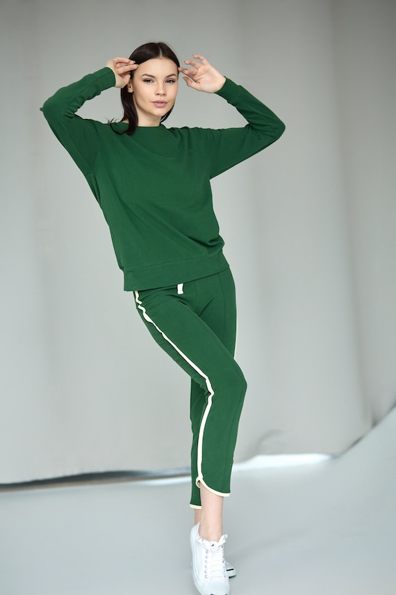 Costume de sport en coton pour femme/ Survêtement vert femmes