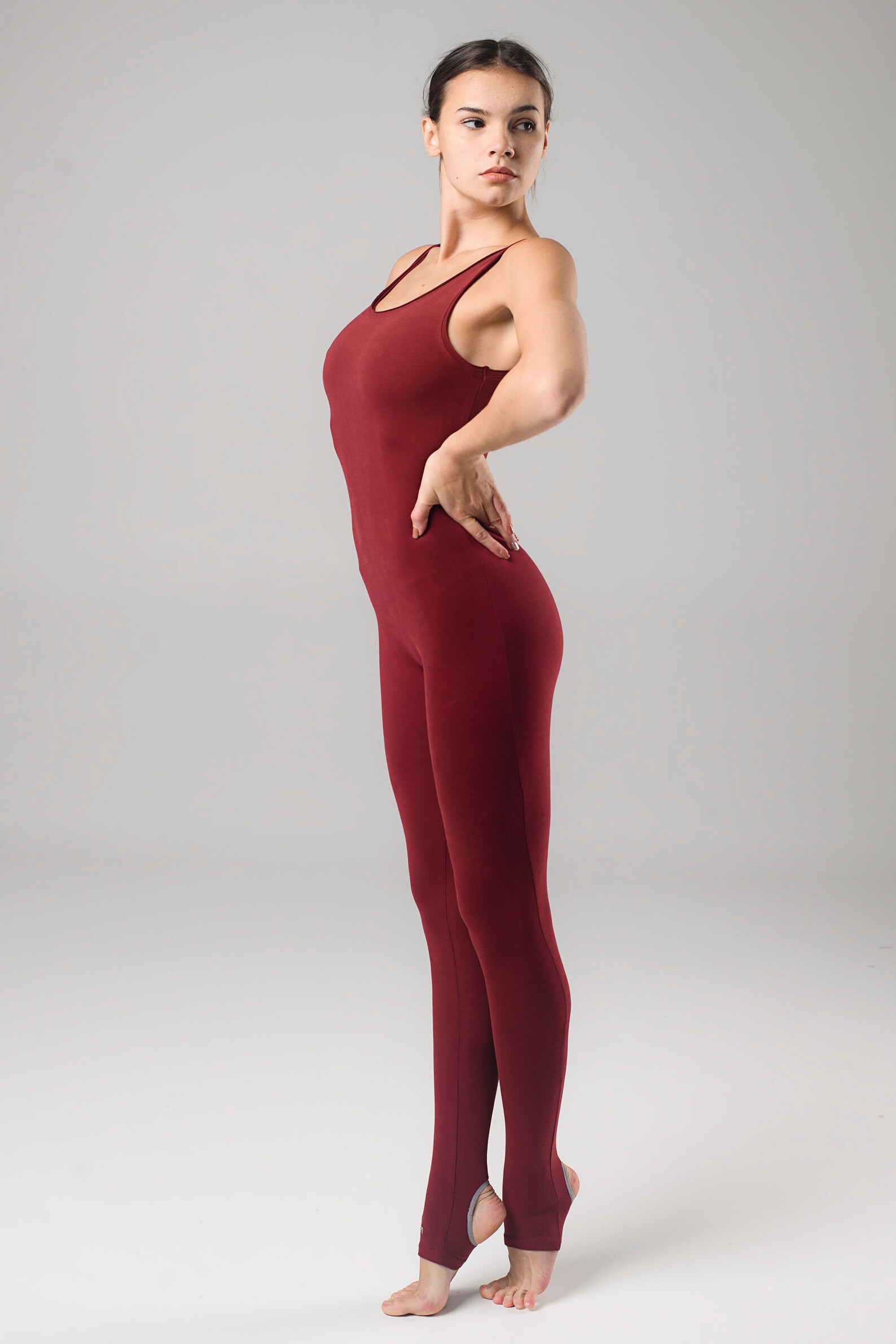 Cotton Yoga Jumpsuit/ Burgundy Cutsuit for Yoga/ Cotton Yoga Etsy