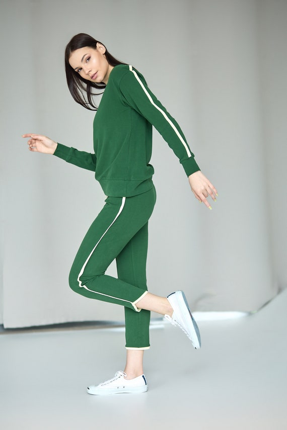 Costume de sport en coton pour femme/ Survêtement vert femmes