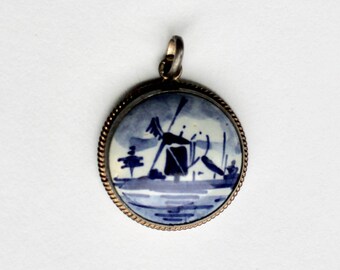 Delft windmill pendant silver dutch signed