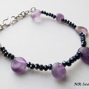Bracelet, bracelet, purple, black, amethyst & spinel bracelet 18-20 cm, noble, mystical, gift, trend image 1
