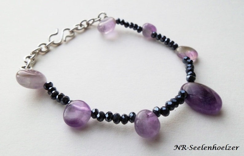 Bracelet, bracelet, purple, black, amethyst & spinel bracelet 18-20 cm, noble, mystical, gift, trend image 1
