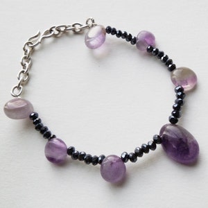 Bracelet, bracelet, purple, black, amethyst & spinel bracelet 18-20 cm, noble, mystical, gift, trend image 2