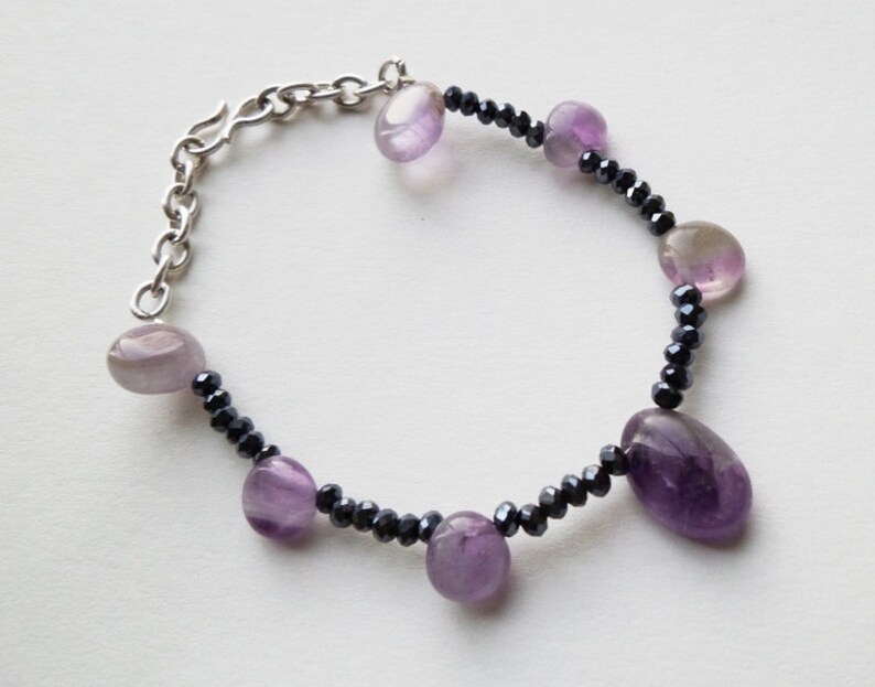 Bracelet, bracelet, purple, black, amethyst & spinel bracelet 18-20 cm, noble, mystical, gift, trend image 2