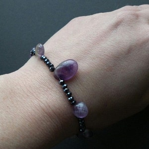 Bracelet, bracelet, purple, black, amethyst & spinel bracelet 18-20 cm, noble, mystical, gift, trend image 4