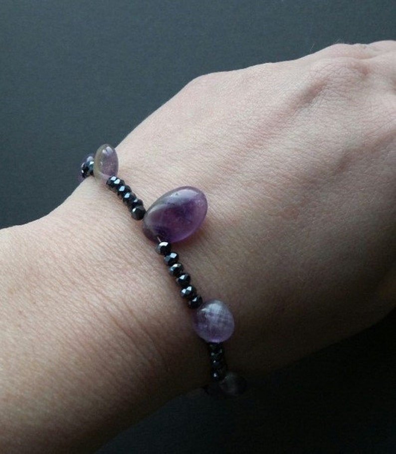 Bracelet, bracelet, purple, black, amethyst & spinel bracelet 18-20 cm, noble, mystical, gift, trend image 4