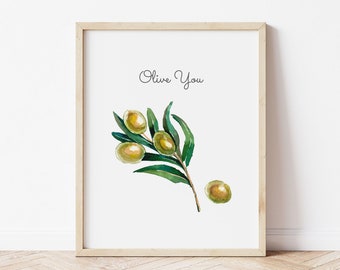 Olive you funny design print poster framed wall art decor