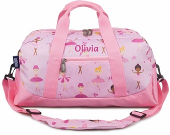 Embroidered Personalised Girls Duffle Bag - Ballerina | Little Girl Overnight Bag |  Weekender Kids Bag |  Ballet Bag | Child Holdall