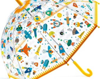 Children's Space Umbrella Personalised | Kids Umbrella Space DesignSpace Umbrella | Transparent Space Rockets Umbrella