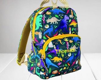 Dinosaur Backpack Personalised | Dinosaur Rucksack For Preschool, School, Nursery | Kids Eco-Friendly Dinosaur Bag | Recyclable Child's Bag