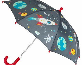 Personalised Kids Umbrella - Space | Colour Changing Umbrella Space For Boys, Girls | Toddler Umbrella | Space Kids Umbrella