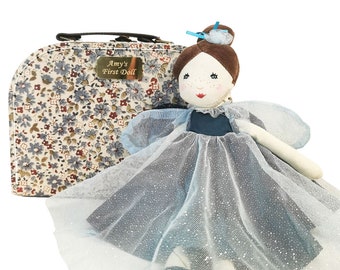 Girl Soft Doll In A Personalised Suitcase | Personalised Fairy Doll Gift Set | Fairy Doll In Personalised Suitcase