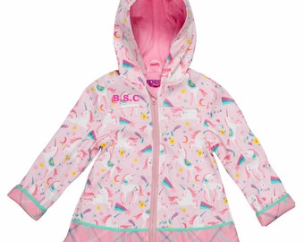 Personalised Kids Raincoat For 4 to 5 Years - Rainbow Unicorn | Personalised Child Raincoat | Little Girl Raincoat | Unicorn Design Coat