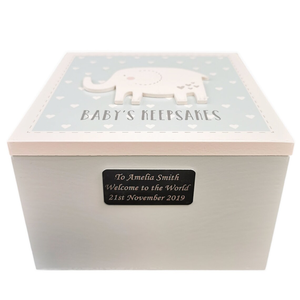 Personalised Baby Boy Keepsake Box Elephant Wooden Etsy