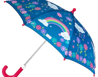 Personalised Kids Umbrella - Rainbow | Colour Changing Umbrella With Rainbow Design For Girls | Toddler Girl Umbrellas | Rainbow Umbrella