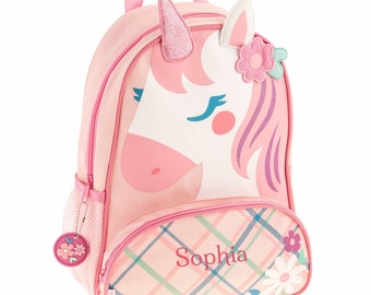 Pink Unicorn Girl Backpack Personalised By Embroidery | School Girl Backpack | Girl's Toddler Backpack | Personalised Unicorn Backpack