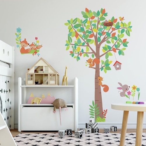 Tree Wall Stickers for Nursery With Woodland Animals Etsy UK