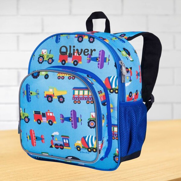 Transport Backpack Personalised By Embroidery | Personalised Toddler Backpack | High-Quality School Backpack For Preschool, Nursery named.