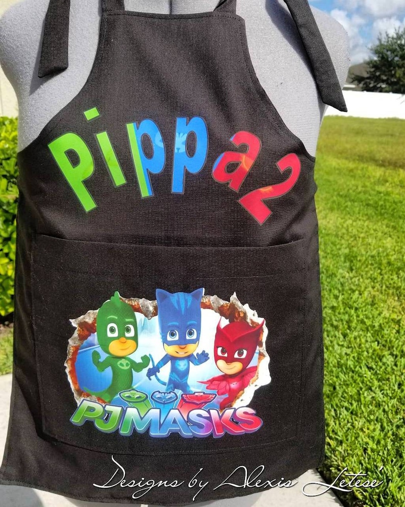 Personalized Kid/'s Apron Disney-inspired PJ Masks Apron Master Chef Apron Kid/'s Apron Apron Cooking Apron Free Shipping Gift