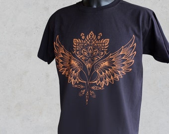Black Men&#39;s T-Shirt, Eagle Screen Print