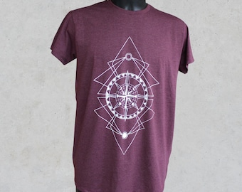 T-Shirt Bordeaux Homme Sérigraphie Wind rose