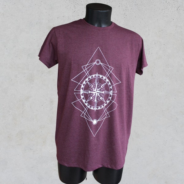 T-Shirt Bordeaux Homme Sérigraphie Wind rose