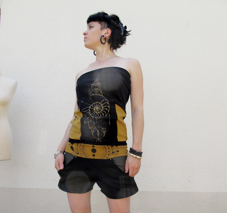 Sacred Ornaments Blck Yellow Pocket Shorts