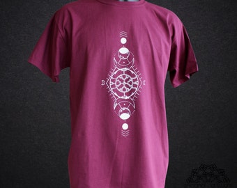 T-Shirt Bordeaux Men Screen Printing Shipibo Lunar
