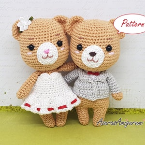 Baixar padrão: PDF de pelúcia de crochê de ursos de casamento amigurumi