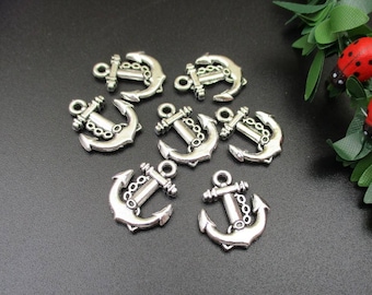 10Pcs 15x18mm Silver Anchor Charms-p1727