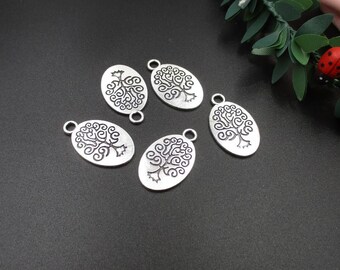 10PCS 24x15mm Silver Tree Tags,2 Sided-p2070-B